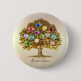 Family Tree Birthstone personalized together gift Ronde Button 5,7 Cm