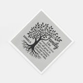 Family Tree Black & Gray Personalized Family Name Servet (Hoek)
