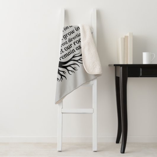Family Tree Black & Gray Personalized Sherpa Deken (In situ)