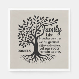 Family Tree Black & Tan Personalized Family Name Servet