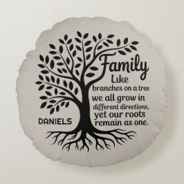 Family Tree Black & Tan Personalized Rond Kussen