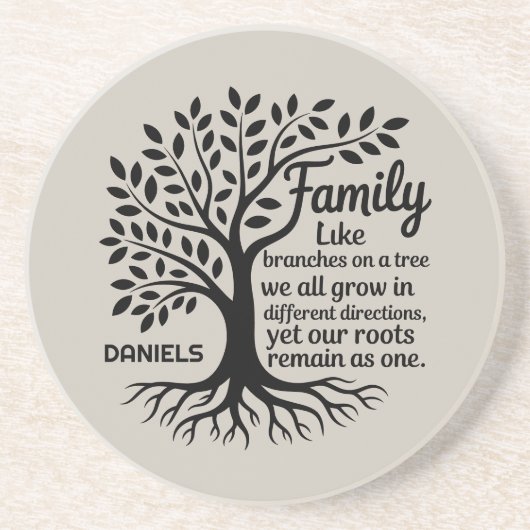 Family Tree Black & Tan Personalized Sandstone Zandsteen Onderzetter (Voorkant)