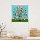 Family Tree Custom 5 Photo Collage Summer Leaves Poster (Keuken)