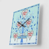 Family Tree Custom 5 Photo Collage Winter Frost Vierkante Klok (Hoek)