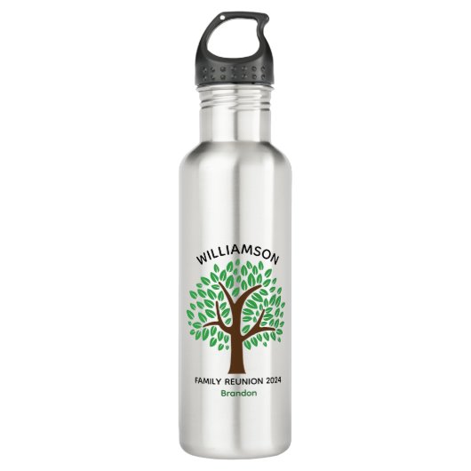 Family Tree Custom Reunion Keepsake Gift Waterfles (Voorkant)