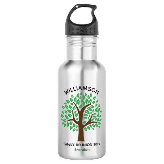 Family Tree Custom Reunion Keepsake Gift Waterfles (Voorkant)