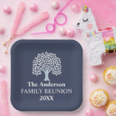 Family Tree Family Reunion Aangepaste naam/datum Papieren Bordje (Feest)
