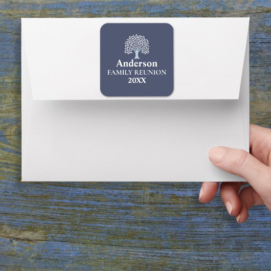 Family Tree Family Reunion Aangepaste naam/datum Vierkante Sticker