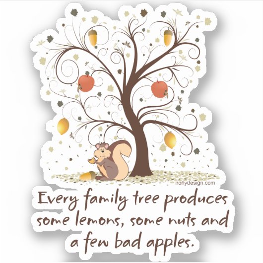 Family Tree Humor Contour Cut Sticker (Voorkant)