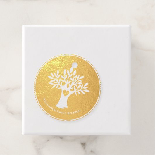 Family Tree Love Heart Reunion Gold Award Bedankjes Labels (Met doos)