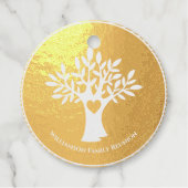 Family Tree Love Heart Reunion Gold Award Bedankjes Labels (Voorkant)