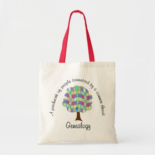 Family Tree Patchwork Quilt Genealogie Tote Bag (Voorkant)