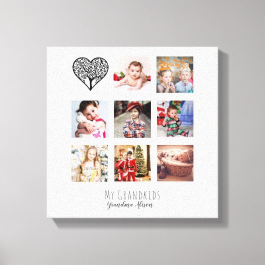 Family Tree Photo Collage Grandma Grandmoeder Gift Canvas Afdruk (Voorkant)