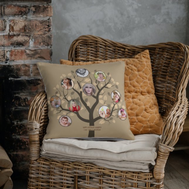 Family Tree Photo Collage Grandma Grandpa Gifts Kussen (Creator heeft geüpload)
