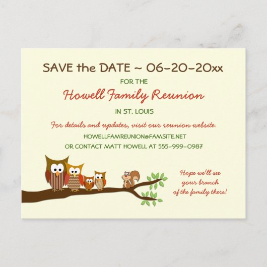 Family Tree Reunion Party Save the Date Briefkaart (Voorkant)