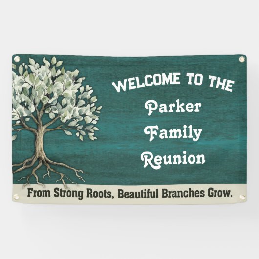 Family Tree Reunion Rustic Welcome Spandoek (Horizontaal)