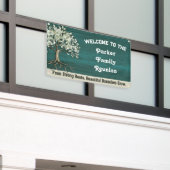 Family Tree Reunion Rustic Welcome Spandoek (Buitenkant Gebouw)