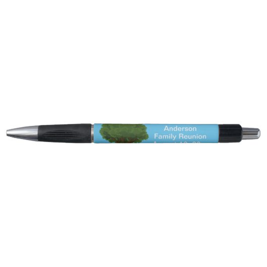 Family Tree Sky Blue White Family Reunion Souvenir Pen (Voorkant)