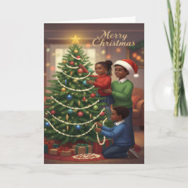 Family Tree Trimming – Merry Christmas Kids Card Kaart