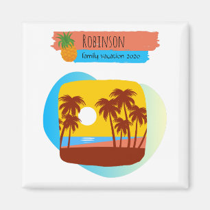 Family Tropical Beach Vacation Souvenir Magneet