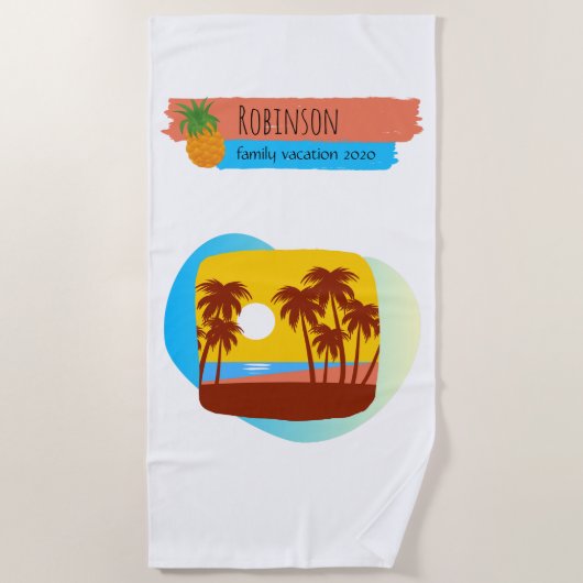Family Tropical Beach Vacation Souvenir Strandlaken (Voorkant)
