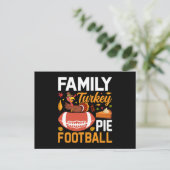 Family Turkey Pie Football Thanksgiving Briefkaart (Staand voorkant)