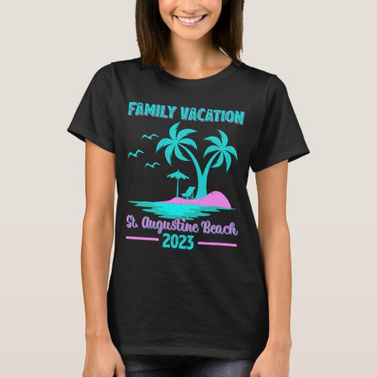 Family Vacation 2023 Palm Tree Florida St Augustin T-shirt (Voorkant)