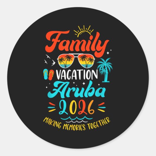 Family Vacation 2026 Aruba Matching Summer Vacatio Ronde Sticker (Voorkant)