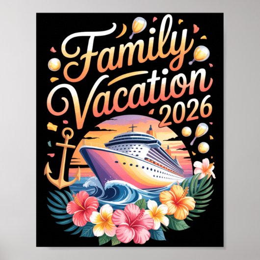 Family Vacation 2026 Cruise Adventure Crew Long Sl Poster (Voorkant)