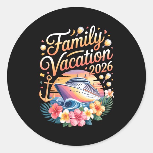 Family Vacation 2026 Cruise Adventure Crew Long Sl Ronde Sticker (Voorkant)
