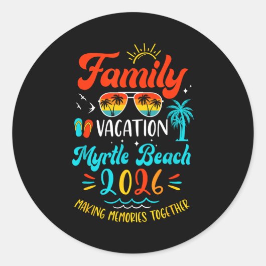 Family Vacation 2026 Myrtle Beach Matching Summer Ronde Sticker (Voorkant)