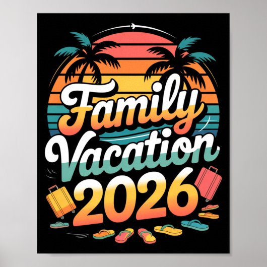 Family Vacation 2026 Sunset Travel Crew Long Sleev Poster (Voorkant)