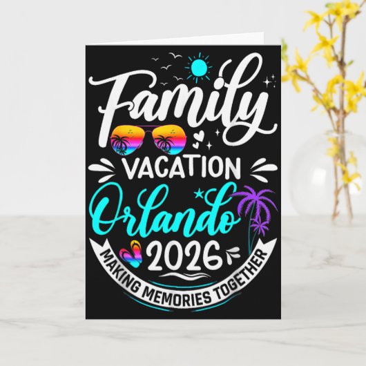 Family Vacation Orlando 2026 Matching Summer Vacat Kaart (Gele Bloem)