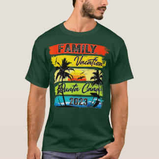 Family Vacation Punta Cana 2023 Summer Retro Sunse T-shirt