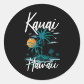 Family Vacation Retro Sunset Hawaii Kauai Ronde Sticker (Voorkant)