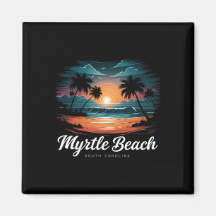 Family Vacation Retro Sunset South Carolina Myrtle Magneet