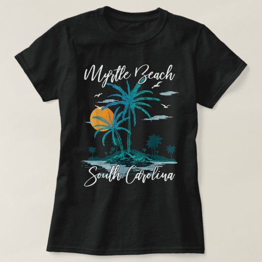 Family Vacation Retro Sunset South Carolina Myrtle T-shirt (Design voorkant)