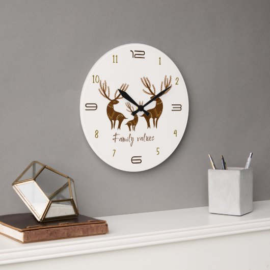 Family Values Deer Wall Clock Grote Klok (Kantoor)