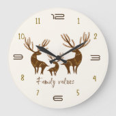 Family Values Deer Wall Clock Grote Klok (Voorkant)