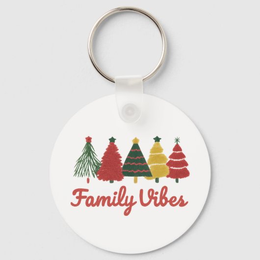 Family Vibes – Cozy Christmas Tree Design Sleutelhanger (Voorkant)