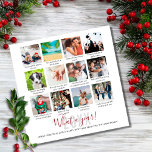 Family What A Year Captions 12 Photo Collage Holid Feestdagenkaart<br><div class="desc">Pas uw 12 favoriete foto's,  onderschriften en namen aan met een gedenkwaardige,  leuke vakantiekaart. Ontworpen door: Thisnotme©</div>