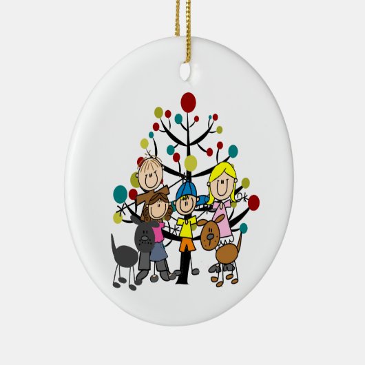 Family With Dogs and Tree Keramisch Ornament (Rechts)