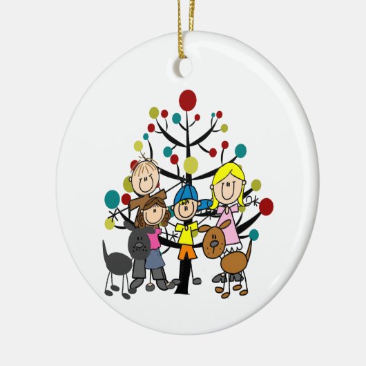 Family With Dogs and Tree Keramisch Ornament (Links)