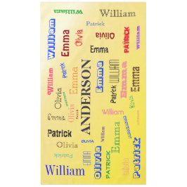 Family Word Cloud 🃏 Gestileerde Lemon Achtergrond Tafelkleed
