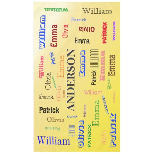 Family Word Cloud 🃏 Gestileerde Lemon Achtergrond Tafelkleed (Voorkant)