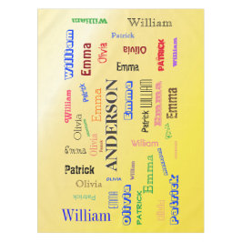 Family Word Cloud 🃏 Gestileerde Lemon Achtergrond Tafelkleed