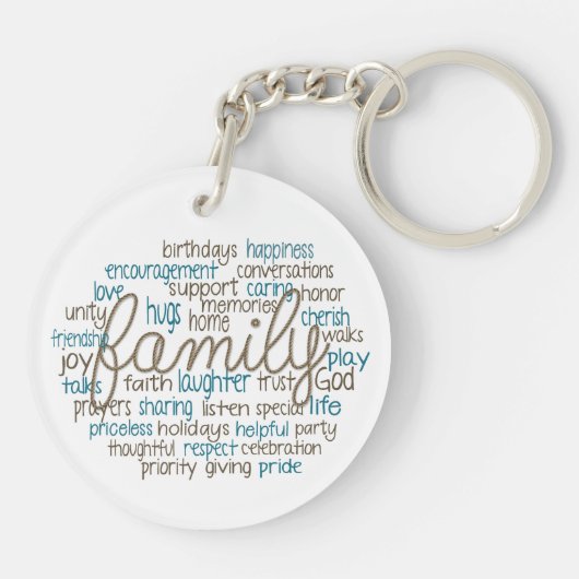 Family Word Cloud With Rope Text Sleutelhanger (Achterkant)