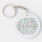 Family Word Cloud With Rope Text Sleutelhanger (Voorkant)