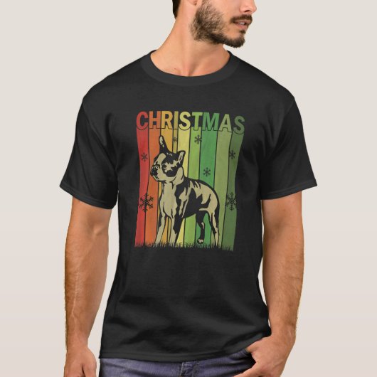 Family Xmas Pajamas Matching Retro Boston Terrier T-shirt (Voorkant)