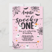 Famoso uno, primer cumpleaños, Halloween rosa Kaart (Voorkant)